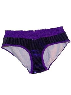 PINK VICTORIA'S SECRET Womens Low Rise Bikini Panties Purple Sequins Vintage NWT